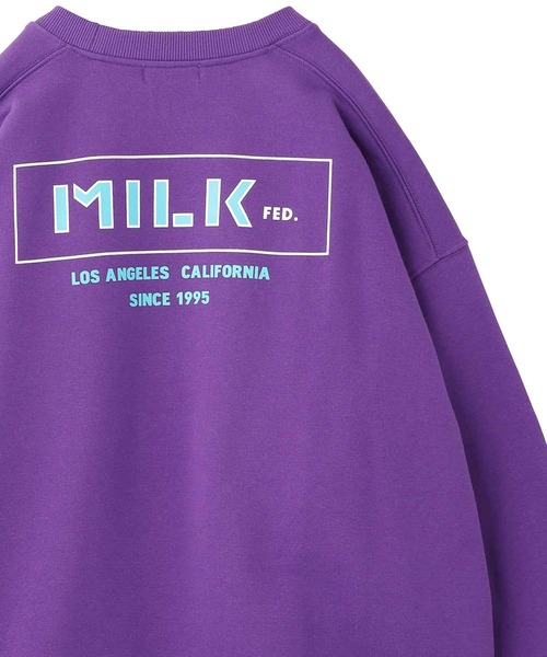 MILKFED.(ミルクフェド)の「OUTLINE BAR BIG SWEAT TOP(スウェット・レディース・オフホワイト/ライトブルー/ブラック/パープル・ONE SIZE)」の1枚目の写真