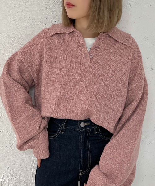 apres jour mignon(アプレジュールミニョン)の「ポロニット【ZOZOTOWN限定アイテム】(ニット/セーター・レディース・オレンジ/ピンク/カーキ/アイボリー・X-LARGE/フリー)」の20枚目の写真