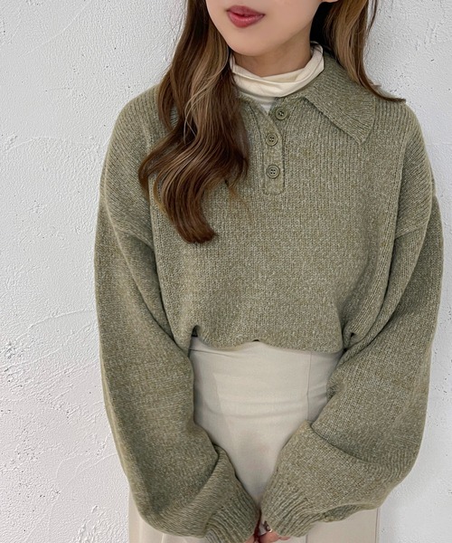 apres jour mignon(アプレジュールミニョン)の「ポロニット【ZOZOTOWN限定アイテム】(ニット/セーター・レディース・オレンジ/ピンク/カーキ/アイボリー・X-LARGE/フリー)」の14枚目の写真