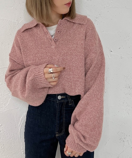 apres jour mignon(アプレジュールミニョン)の「ポロニット【ZOZOTOWN限定アイテム】(ニット/セーター・レディース・オレンジ/ピンク/カーキ/アイボリー・X-LARGE/フリー)」の22枚目の写真