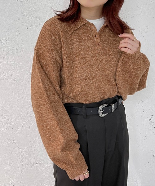 apres jour mignon(アプレジュールミニョン)の「ポロニット【ZOZOTOWN限定アイテム】(ニット/セーター・レディース・オレンジ/ピンク/カーキ/アイボリー・X-LARGE/フリー)」の5枚目の写真