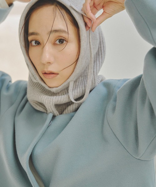 Droite lautreamont(ドロワットロートレアモン)の「ニットバラクラバ《手洗い可能》(ニットキャップ/ビーニー・レディース・グレー/オフホワイト/ブラック・FREE)」の3枚目の写真