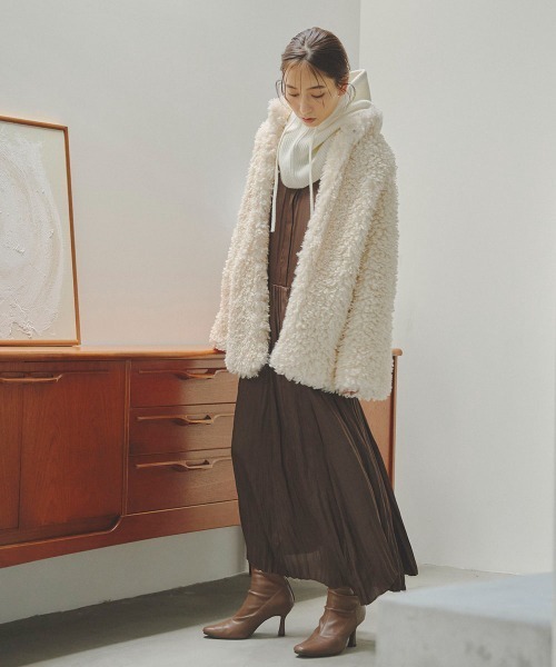 Droite lautreamont(ドロワットロートレアモン)の「ニットバラクラバ《手洗い可能》(ニットキャップ/ビーニー・レディース・グレー/オフホワイト/ブラック・FREE)」の5枚目の写真