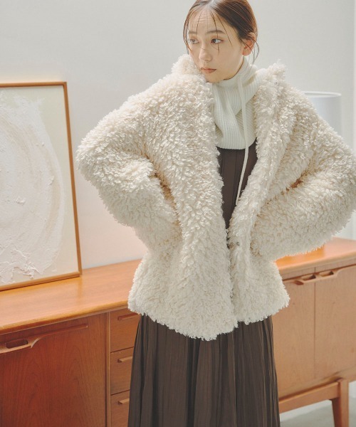 Droite lautreamont(ドロワットロートレアモン)の「ニットバラクラバ《手洗い可能》(ニットキャップ/ビーニー・レディース・グレー/オフホワイト/ブラック・FREE)」の6枚目の写真