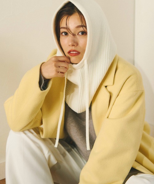 Droite lautreamont(ドロワットロートレアモン)の「ニットバラクラバ《手洗い可能》(ニットキャップ/ビーニー・レディース・グレー/オフホワイト/ブラック・FREE)」の11枚目の写真