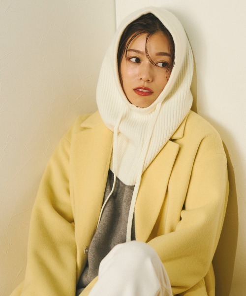 Droite lautreamont(ドロワットロートレアモン)の「ニットバラクラバ《手洗い可能》(ニットキャップ/ビーニー・レディース・グレー/オフホワイト/ブラック・FREE)」の12枚目の写真