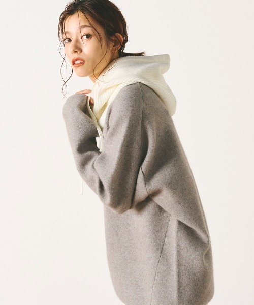 Droite lautreamont(ドロワットロートレアモン)の「ニットバラクラバ《手洗い可能》(ニットキャップ/ビーニー・レディース・グレー/オフホワイト/ブラック・FREE)」の21枚目の写真