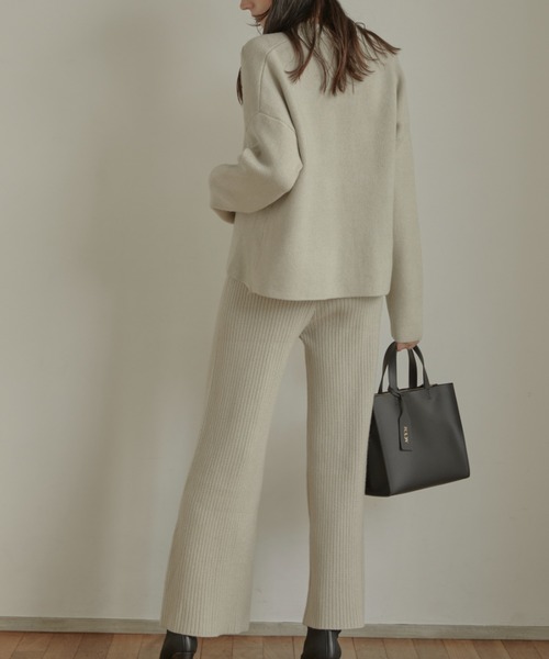 ACYM（アシーム）の「Asymmetric button knit SETUP（サロペット/オーバーオール・レディース・ブラック/ホワイト・FREE）」の4枚目の写真