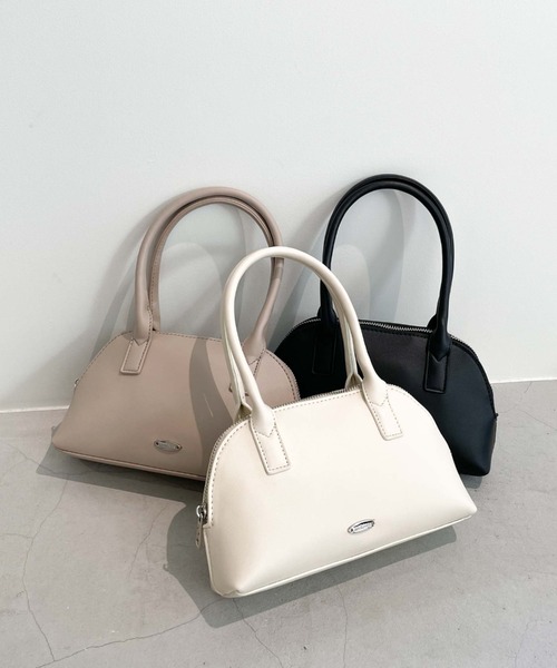 archives（アルシーヴ）の「ラウンドミニボストン（ボストンバッグ・レディース・アイボリー/ブラック/グレイッシュベージュ・FREE）」の3枚目の写真