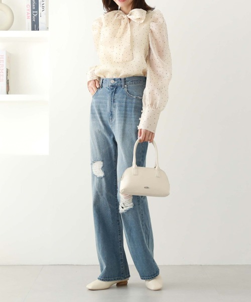 archives（アルシーヴ）の「ラウンドミニボストン（ボストンバッグ・レディース・アイボリー/ブラック/グレイッシュベージュ・FREE）」の4枚目の写真