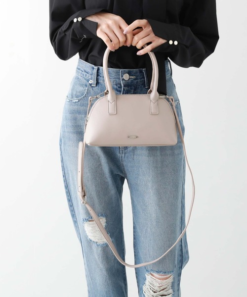 archives（アルシーヴ）の「ラウンドミニボストン（ボストンバッグ・レディース・アイボリー/ブラック/グレイッシュベージュ・FREE）」の7枚目の写真