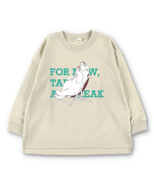 BRANSHES（ブランシェス）の「【アソート】グラフィック長袖Tシャツ ロンT（Tシャツ/カットソー・キッズ・カーキオリーブ/チャコールグレー/ホワイト/ライトグリーン/アイボリー/カラフル/ラベンダー/ネイビー/ターコイズブルー/ベージュ/ブルー/オフホワイト/エンジ/キャメル/ブラック・130/150/120/100/160/140/110/90）」の6枚目の写真