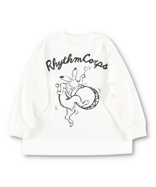 BRANSHES（ブランシェス）の「【アソート】グラフィック長袖Tシャツ ロンT（Tシャツ/カットソー・キッズ・カーキオリーブ/チャコールグレー/ホワイト/ライトグリーン/アイボリー/カラフル/ラベンダー/ネイビー/ターコイズブルー/ベージュ/ブルー/オフホワイト/エンジ/キャメル/ブラック・130/150/120/100/160/140/110/90）」の2枚目の写真