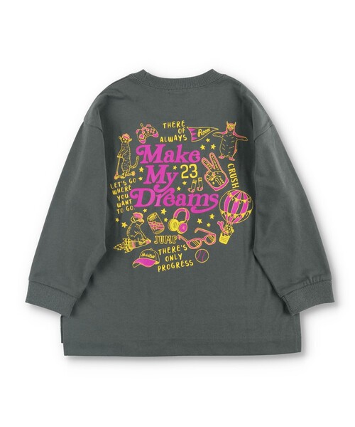 BRANSHES（ブランシェス）の「【アソート】グラフィック長袖Tシャツ ロンT（Tシャツ/カットソー・キッズ・カーキオリーブ/チャコールグレー/ホワイト/ライトグリーン/アイボリー/カラフル/ラベンダー/ネイビー/ターコイズブルー/ベージュ/ブルー/オフホワイト/エンジ/キャメル/ブラック・130/150/120/100/160/140/110/90）」の5枚目の写真