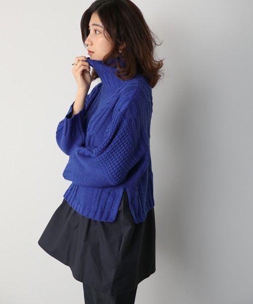 Bou Jeloud(ブージュルード)の「レイヤード風ニットチュニック(ニット/セーター・レディース・オフホワイト/ライム/ブラック/ブルー・FREE)」の4枚目の写真