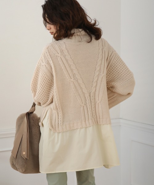Bou Jeloud(ブージュルード)の「レイヤード風ニットチュニック(ニット/セーター・レディース・オフホワイト/ライム/ブラック/ブルー・FREE)」の16枚目の写真