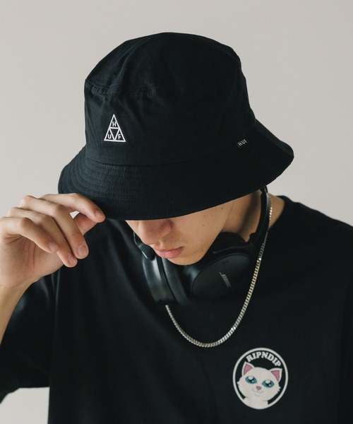 HUF（ハフ）の「HUF/ハフ ESSENTIALS TT BUCKET バケットハット（ハット・メンズ・ブラック/ホワイト・S/M/L/XL）」の4枚目の写真