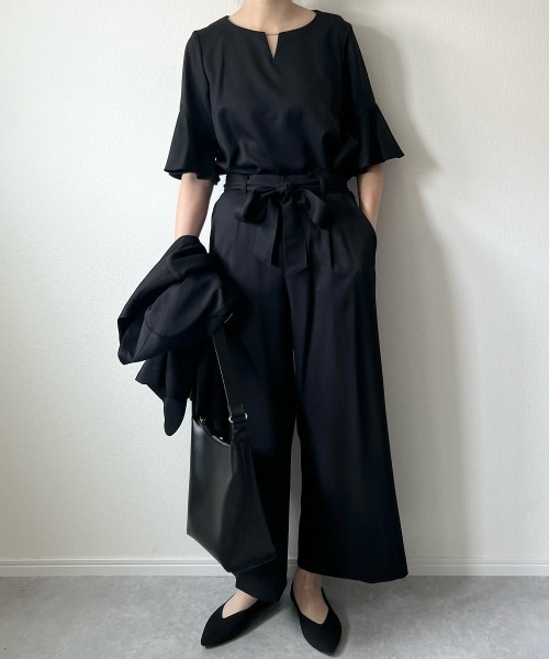 7days Life Styling(セブンデイズライフスタイリング)の「【洗濯機で洗える】<3点セット>ワイドパンツスーツセットアップ ドビー素材(スーツセット・レディース・ブラック/グレイッシュベージュ/ネイビー・LL/8L/L/6L/4L/3L/S/5L/M/PSS/PS/PM/PL/TM/TL/TLL/T3L/T4L/T5L)」の22枚目の写真