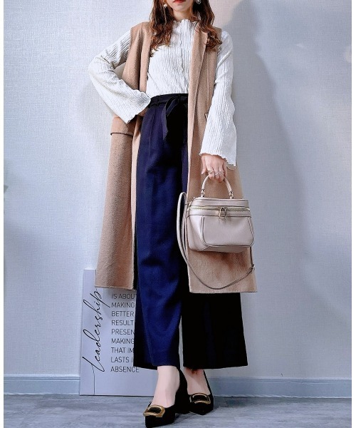 7days Life Styling(セブンデイズライフスタイリング)の「【洗濯機で洗える】<3点セット>ワイドパンツスーツセットアップ ドビー素材(スーツセット・レディース・ブラック/グレイッシュベージュ/ネイビー・LL/8L/L/6L/4L/3L/S/5L/M/PSS/PS/PM/PL/TM/TL/TLL/T3L/T4L/T5L)」の18枚目の写真