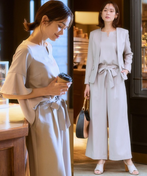 7days Life Styling(セブンデイズライフスタイリング)の「【洗濯機で洗える】<3点セット>ワイドパンツスーツセットアップ ドビー素材(スーツセット・レディース・ブラック/グレイッシュベージュ/ネイビー・LL/8L/L/6L/4L/3L/S/5L/M/PSS/PS/PM/PL/TM/TL/TLL/T3L/T4L/T5L)」の19枚目の写真