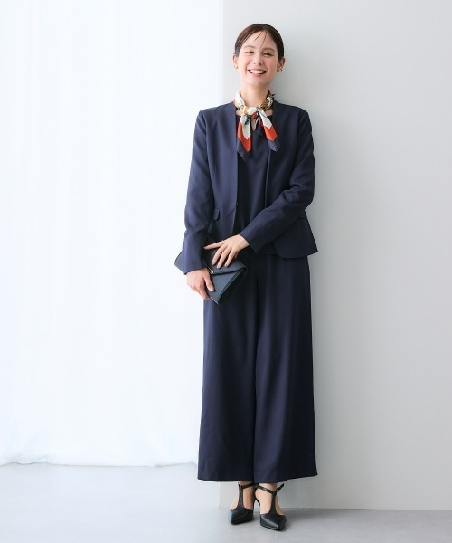 低身長/高身長サイズ有】ドビー素材セットアップパンツスーツ3点