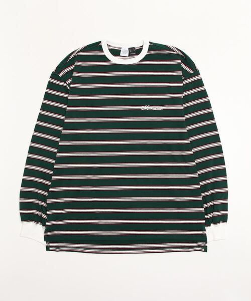 MANASTASH（マナスタッシュ）の「MANASTASH/マナスタッシュ　CLASSIC BORDER TEE クラシックボーダーティー（Tシャツ/カットソー・メンズ・グレー/その他18/グリーン・L/XL/M）」の6枚目の写真