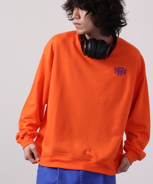 MODISH GAZE(モディシュガゼ)の「MODISH GAZE 裏毛 クルーネック 長袖 スウェット ストレングス(スウェット・メンズ・オレンジ/オフホワイト/ブラック/杢グレー・M/L)」の4枚目の写真