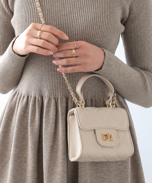 KOBE LETTUCE（コウベレタス）の「キルティングorツイードチェーンショルダーバッグ（ショルダーバッグ・レディース・アイボリー/ブラック/ベージュ系/ブラック系・FREE）」の11枚目の写真