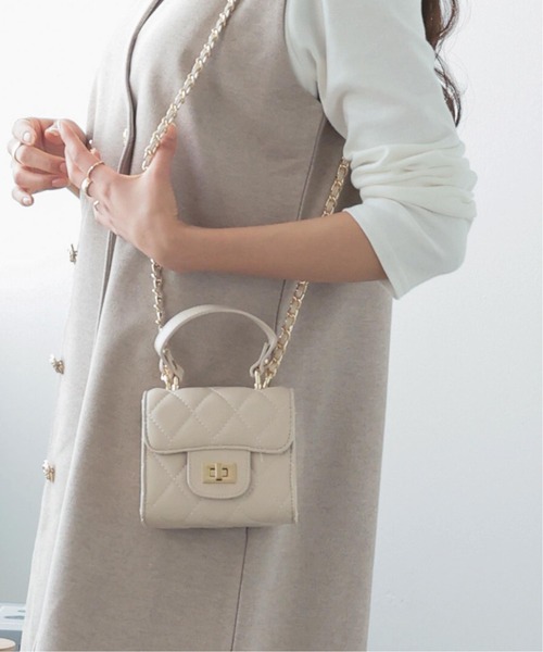 KOBE LETTUCE（コウベレタス）の「キルティングorツイードチェーンショルダーバッグ（ショルダーバッグ・レディース・アイボリー/ブラック/ベージュ系/ブラック系・FREE）」の17枚目の写真