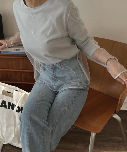 WILLFULLY（ウィルフリー）の「tulle combi piping long T（T