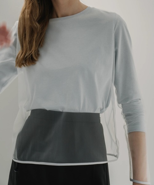 WILLFULLY（ウィルフリー）の「tulle combi piping long T（T