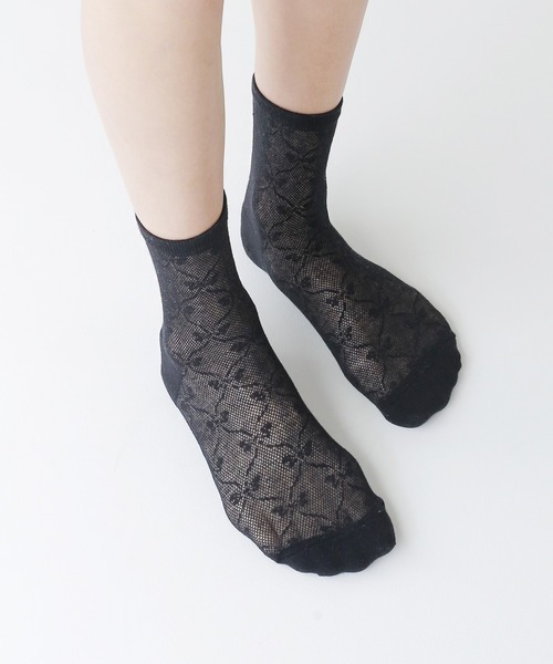 minsobi(ミンソビ)の「リボンレースソックス(ソックス/靴下・レディース・ホワイト/アイボリー/ブラック/グリーン・FREE)」の3枚目の写真