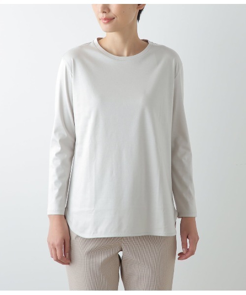 NEWYORKER(ニューヨーカー)の「ライトスムース ラウンドヘムカットソー(Tシャツ/カットソー・レディース・ブラック/ホワイト/ライトグレー・M/L)」の8枚目の写真