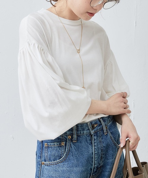 PUAL CE CIN（ピュアルセシン）の「シャーリングガーゼプルオーバー（Tシャツ/カットソー・レディース・オフホワイト/ライトベージュ・FREE）」の18枚目の写真
