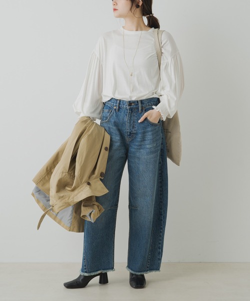 PUAL CE CIN（ピュアルセシン）の「シャーリングガーゼプルオーバー（Tシャツ/カットソー・レディース・オフホワイト/ライトベージュ・FREE）」の10枚目の写真