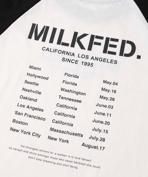 MILKFED.（ミルクフェド）の「STENCIL LOGO RAGLAN TOP（Tシャツ/カットソー・レディース・ホワイト/ブラック/ライトピンク・ONE SIZE）」の4枚目の写真