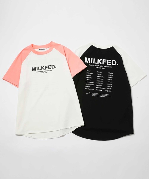 MILKFED.（ミルクフェド）の「STENCIL LOGO RAGLAN TOP（Tシャツ/カットソー・レディース・ホワイト/ブラック/ライトピンク・ONE SIZE）」の6枚目の写真
