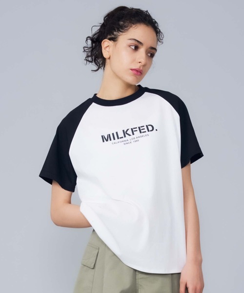 MILKFED.（ミルクフェド）の「STENCIL LOGO RAGLAN TOP（Tシャツ/カットソー・レディース・ホワイト/ブラック/ライトピンク・ONE SIZE）」の11枚目の写真
