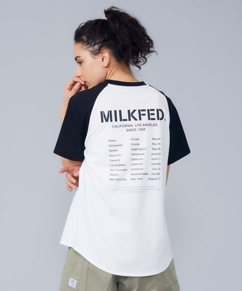 MILKFED.（ミルクフェド）の「STENCIL LOGO RAGLAN TOP（Tシャツ/カットソー・レディース・ホワイト/ブラック/ライトピンク・ONE SIZE）」の12枚目の写真