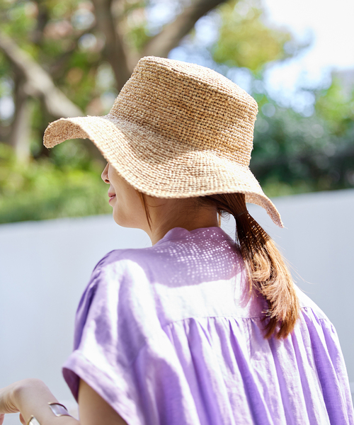 Le Voyage en Panier（ルヴォヤージュアンパニエ）の「【Le voyage en panie/ル ヴォヤージュ エン パニエ】ツバヒロハット（ハット・レディース・ブラック/アイボリー・FREE）」の9枚目の写真