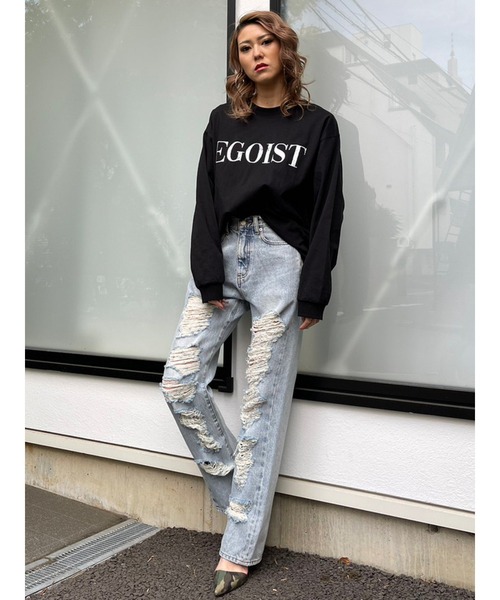 EGOIST（エゴイスト）の「擦れロゴプリントユニセックスロンT（Tシャツ 