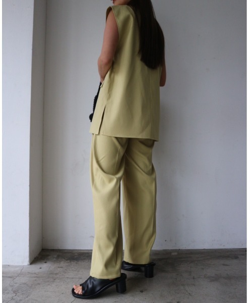 TRUNC（トランクエイティーエイト）の「Linen Like Setup（セットアップ・レディース・ライトグリーン/アイボリー/ブラック・FREE）」の10枚目の写真