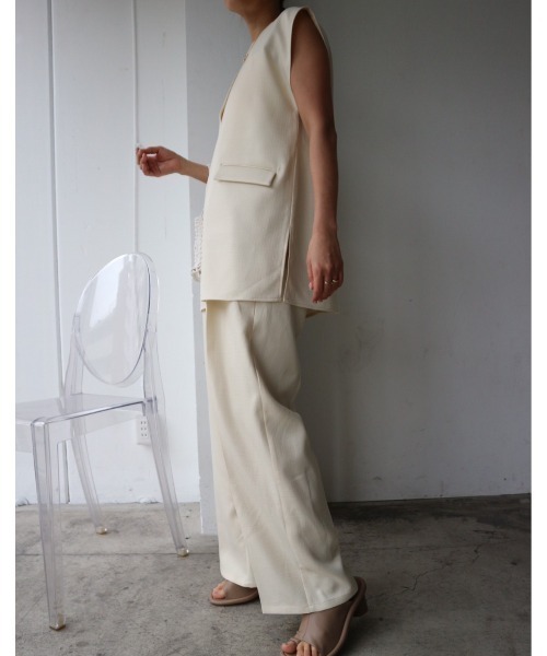 TRUNC（トランクエイティーエイト）の「Linen Like Setup（セットアップ・レディース・ライトグリーン/アイボリー/ブラック・FREE）」の4枚目の写真