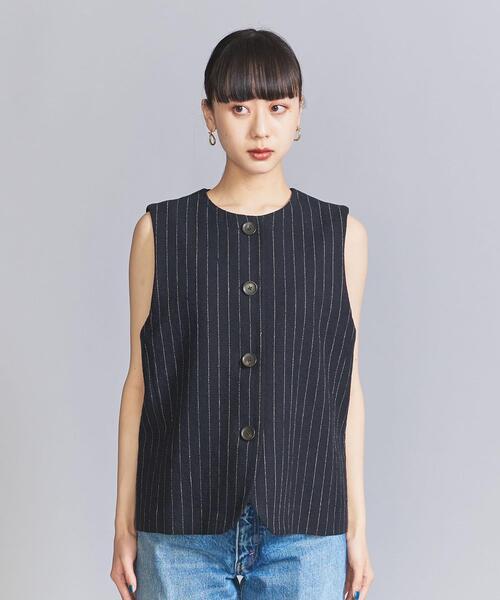 BEAUTY&YOUTH UNITED ARROWS(ビューティーアンドユースユナイテッドアローズ)の「麻コットン クルーネック ベスト(ベスト・レディース・ネイビー/ベージュ・FREE)」の10枚目の写真