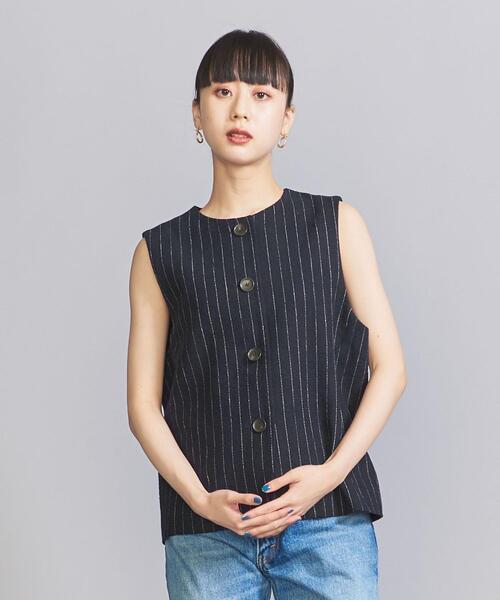 BEAUTY&YOUTH UNITED ARROWS(ビューティーアンドユースユナイテッドアローズ)の「麻コットン クルーネック ベスト(ベスト・レディース・ネイビー/ベージュ・FREE)」の6枚目の写真
