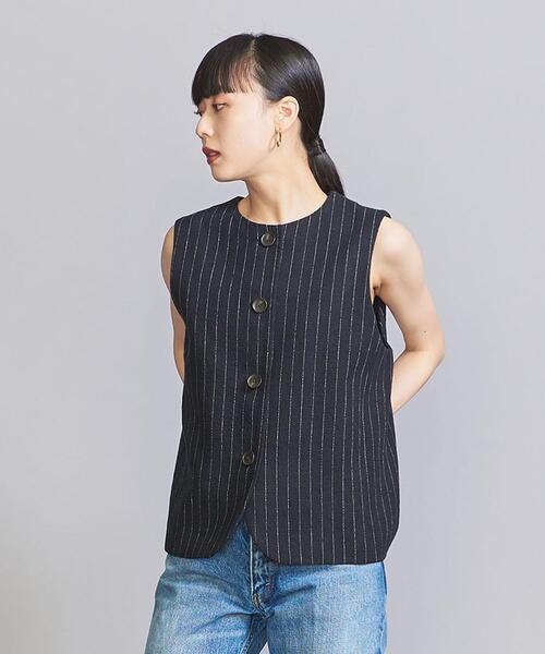 BEAUTY&YOUTH UNITED ARROWS(ビューティーアンドユースユナイテッドアローズ)の「麻コットン クルーネック ベスト(ベスト・レディース・ネイビー/ベージュ・FREE)」の3枚目の写真