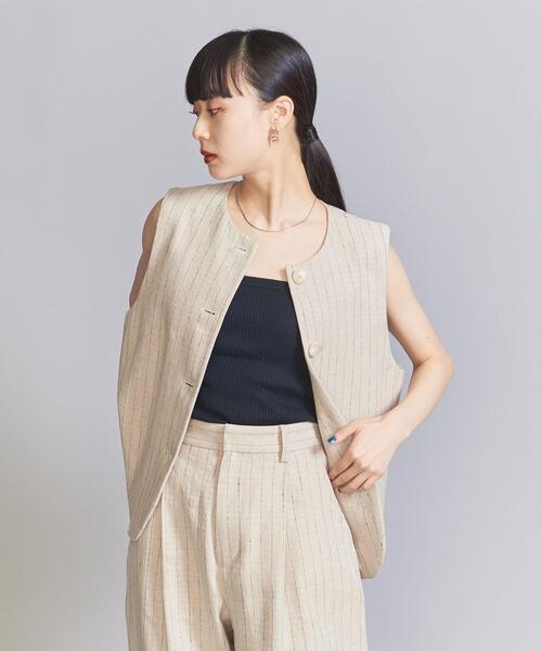 BEAUTY&YOUTH UNITED ARROWS(ビューティーアンドユースユナイテッドアローズ)の「麻コットン クルーネック ベスト(ベスト・レディース・ネイビー/ベージュ・FREE)」の11枚目の写真