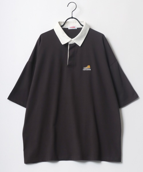 古着【エクストララージ】リンガー ポロシャツ 半袖 刺繍ロゴ オーバーサイズ XLARGE エクストララージ BARBED WIRE LOGO EMBROIDERY POLO