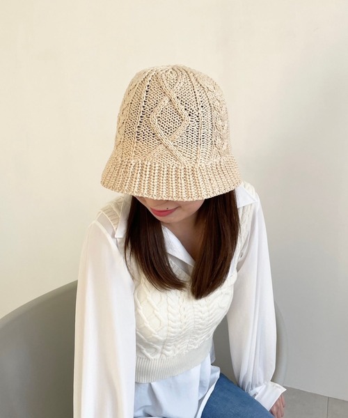 Heather(ヘザー)の「ツイストサマーバケハ 199327(ハット・レディース・グレー/アイボリー/ブラック・ONE SIZE)」の2枚目の写真