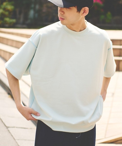 CIAOPANIC TYPY（チャオパニックティピー）の「配色ビッグスウェットハーフスリーブ（Tシャツ/カットソー・メンズ・パープル/オフホワイト/ブルー・MEDIUM/LARGE）」の4枚目の写真